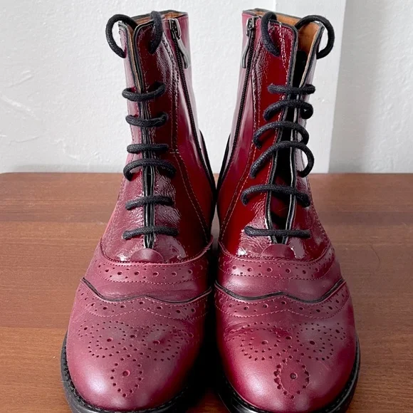 Embassy London Brick Lane Red Ankle Boots - Picture 5 of 5